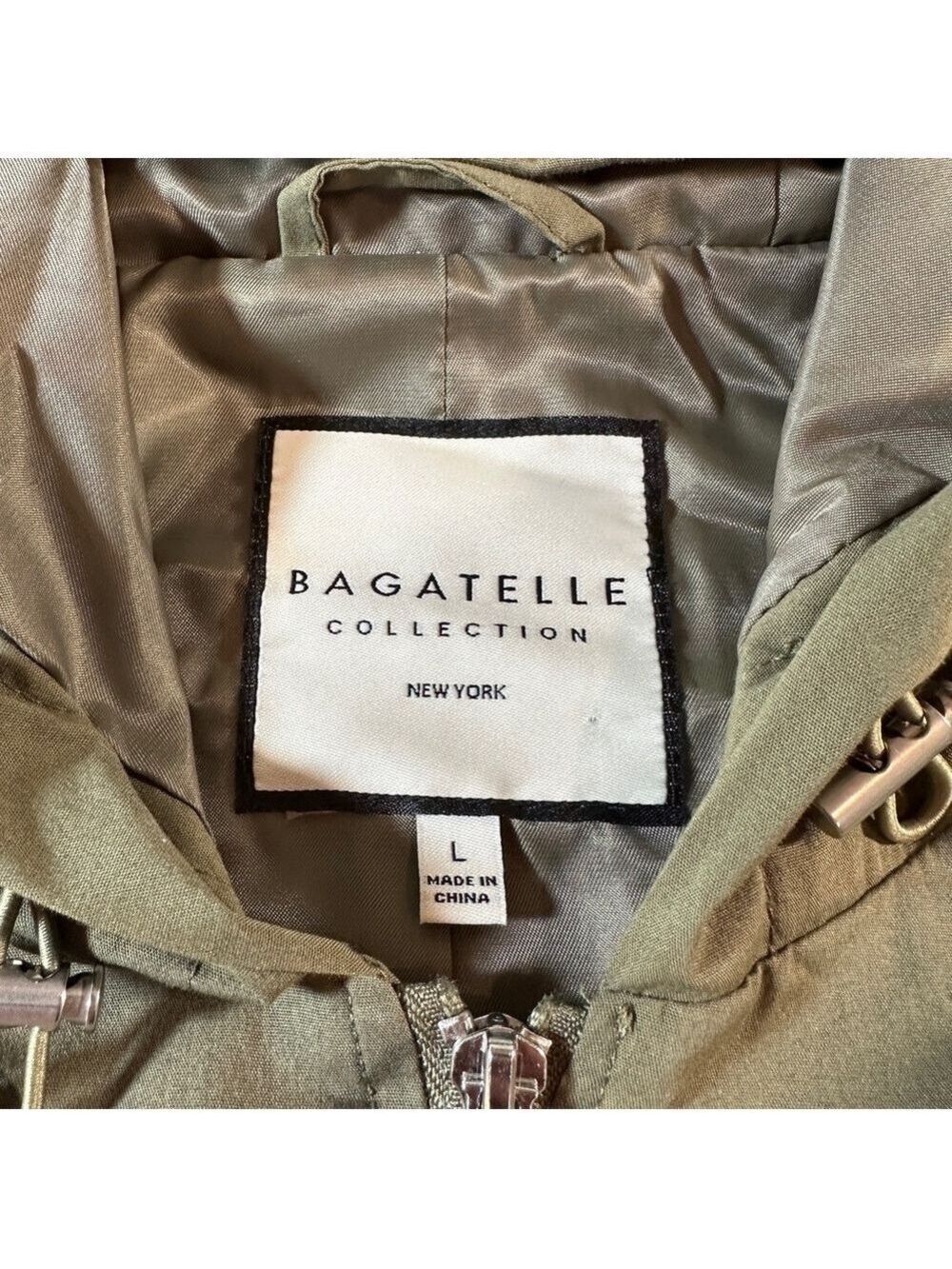 Bagatelle Collection Lightweight Army Green Hooded Jacket - Size Large - Picture 8 of 10